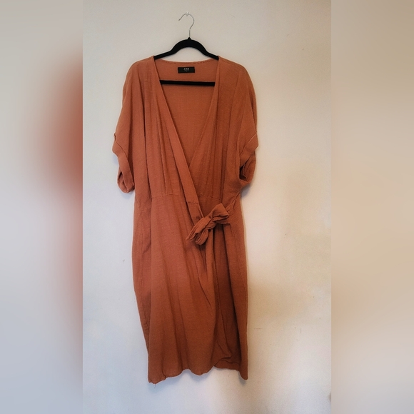 ABLE Cady Wrap Dress - Rust Orange - Picture 1 of 4